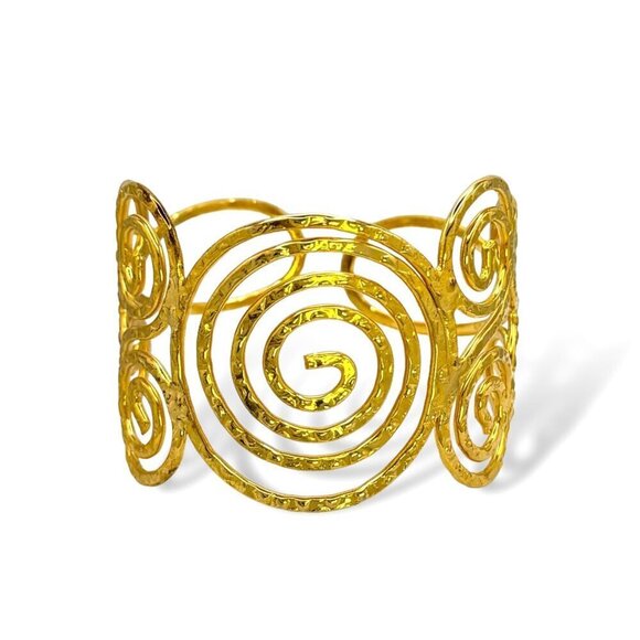 NWT Gold Upper Arm Cuff Armlet Armband Forearm Bangle Bracelet - Picture 1 of 12